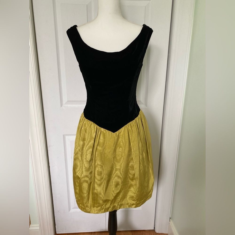 1990s Couture Anna Sui Princess Cut, Morie Rayon & Velvet Dress